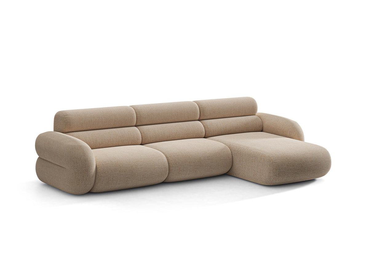 Neo Linkes Ecksofa von Micadoni in dunklem Olivgrün, L-Form mit hoher Rückenlehne, strukturiertem Baloo-Stoff und schwarzen Kunststoffbeinen.