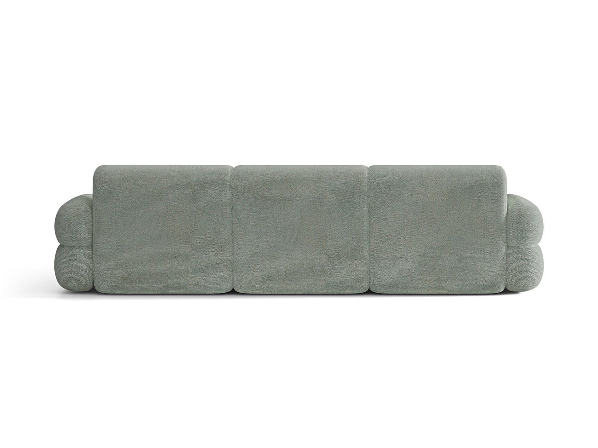 Neo Linkes Ecksofa von Micadoni in dunklem Olivgrün, L-Form mit hoher Rückenlehne, strukturiertem Baloo-Stoff und schwarzen Kunststoffbeinen.