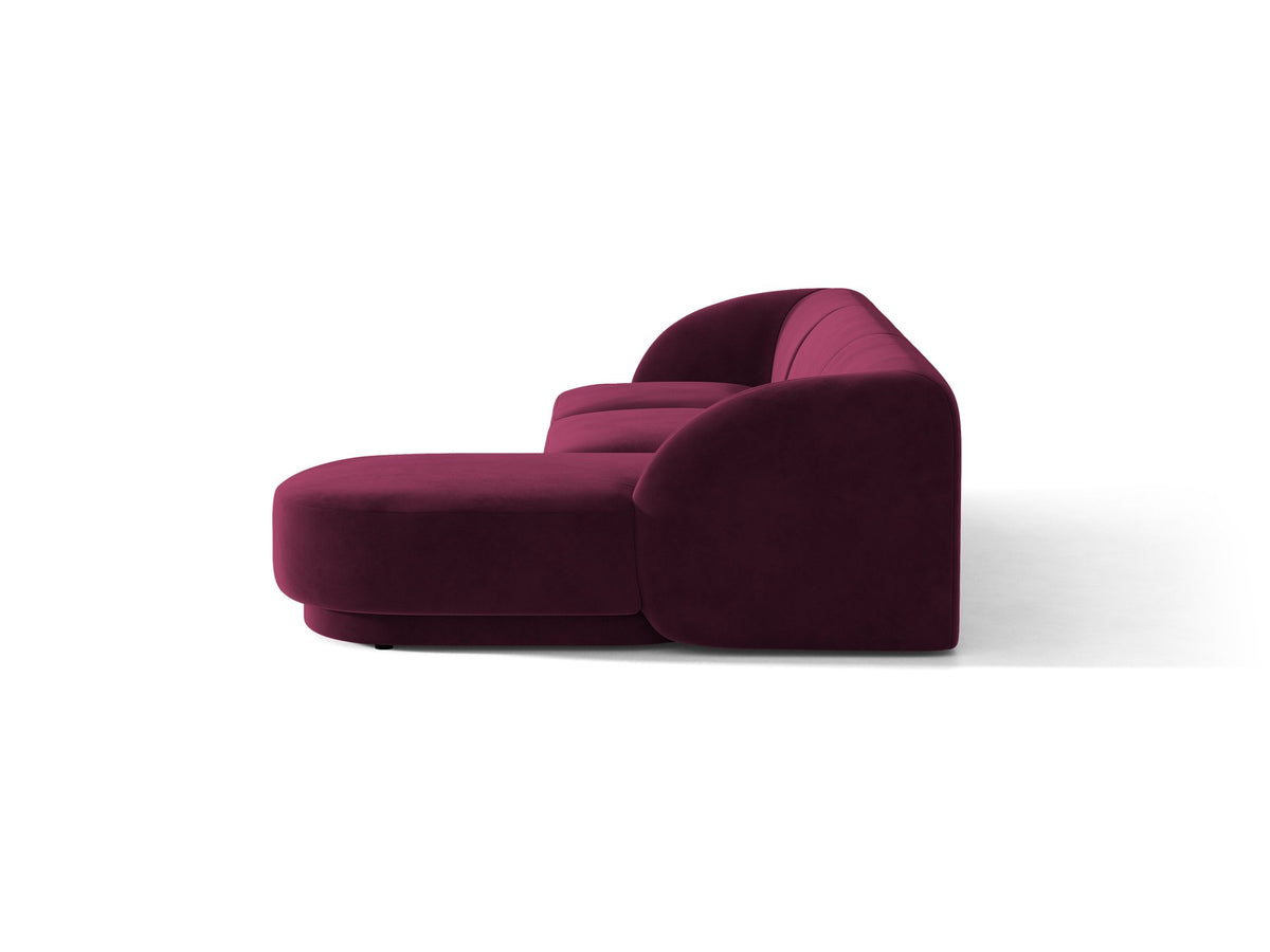 Dunkelbeiges L-Sofa Miley von Micadoni mit Bluvel-Stoffbezug, schwarzen Kunststoffbeinen und modularer Bauweise, rechts ausgerichtet.