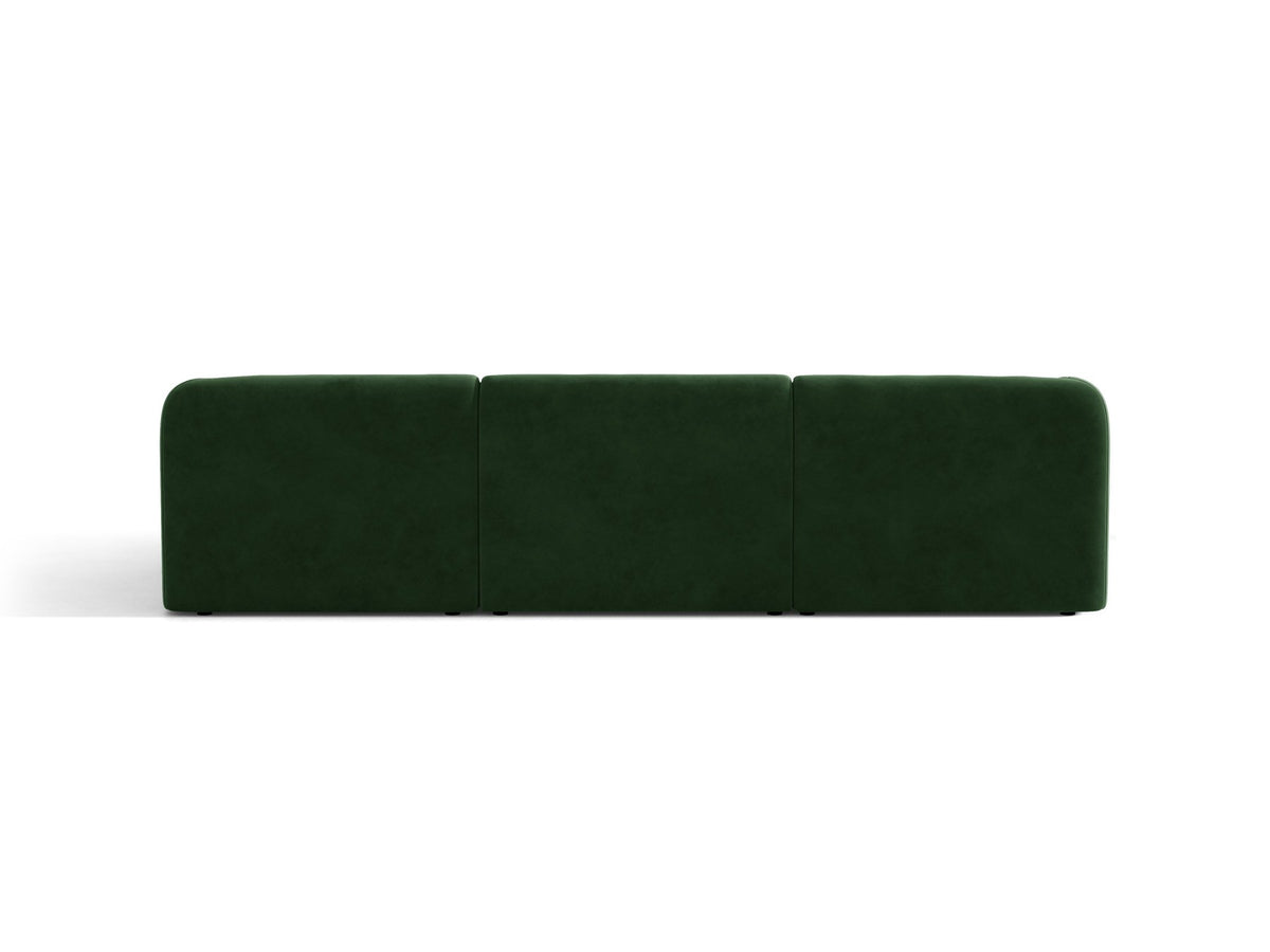 Dunkelbeiges L-Sofa Miley von Micadoni mit Bluvel-Stoffbezug, schwarzen Kunststoffbeinen und modularer Bauweise, rechts ausgerichtet.