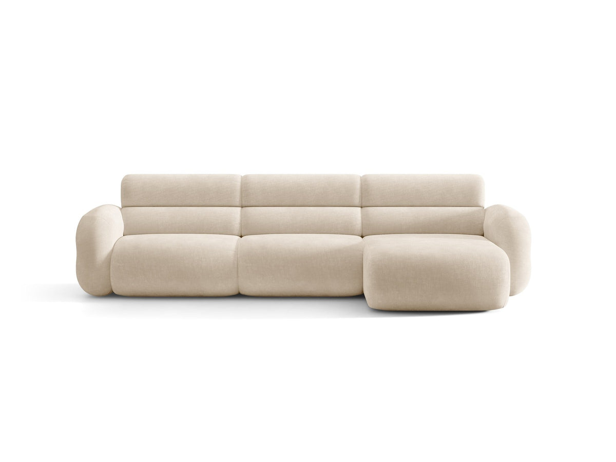 Neo Linkes Ecksofa von Micadoni in dunklem Olivgrün, L-Form mit hoher Rückenlehne, strukturiertem Baloo-Stoff und schwarzen Kunststoffbeinen.