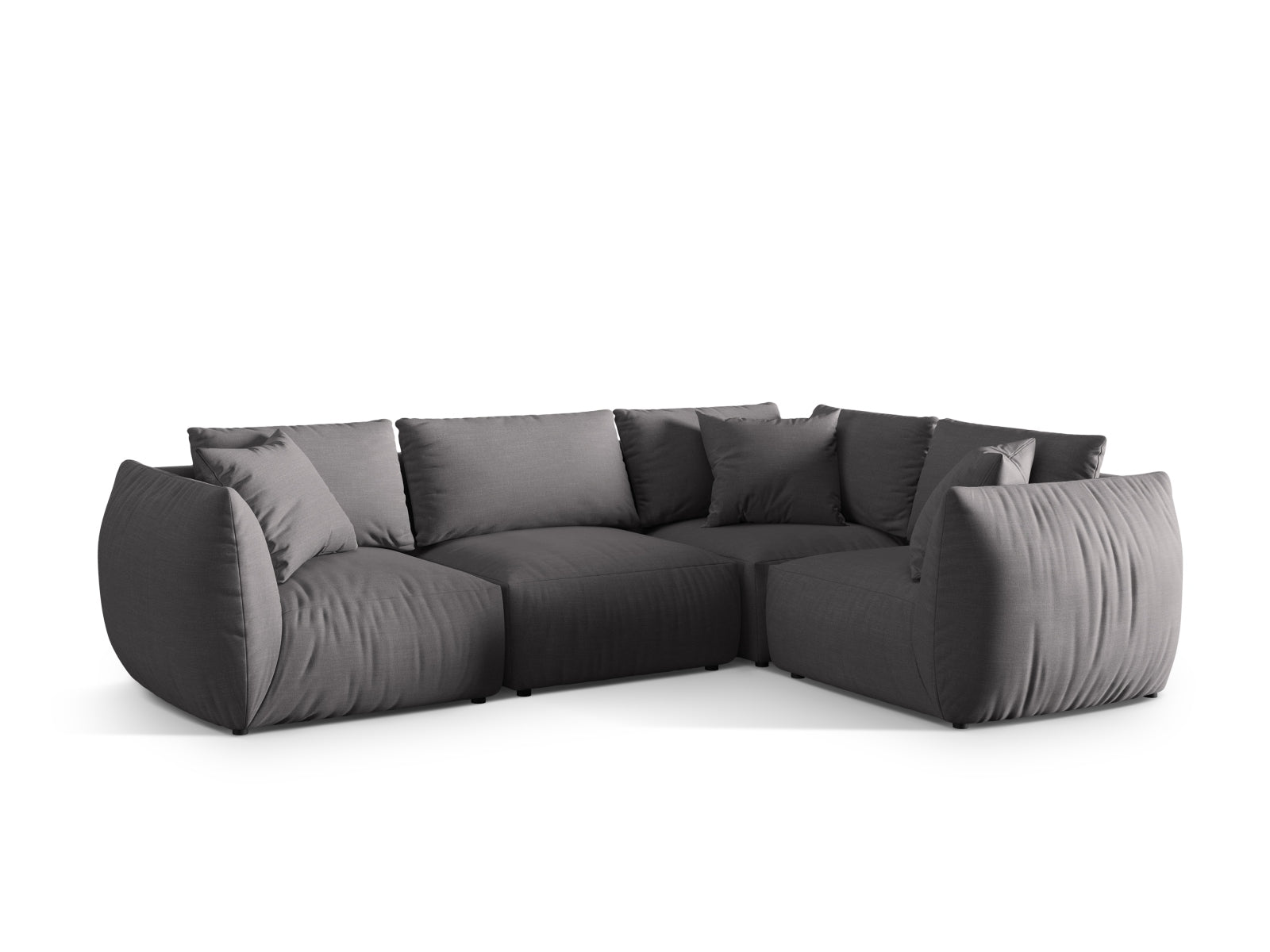 Modernes Chris Ecksofa rechts, 4-Sitzer in Sand-LINS, perfekt für gemütliche Wohnzimmer. Hochwertige Materialien von Micadoni.