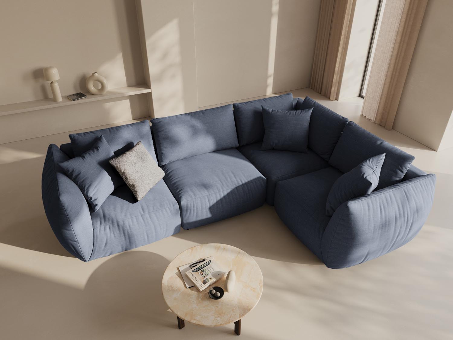 Chris Ecksofa rechts 4 Sitzer in Light Green-LINS präsentiert im Onlineshop von KAQTU Design AG. Ecksofa rechts ist von Micadoni
