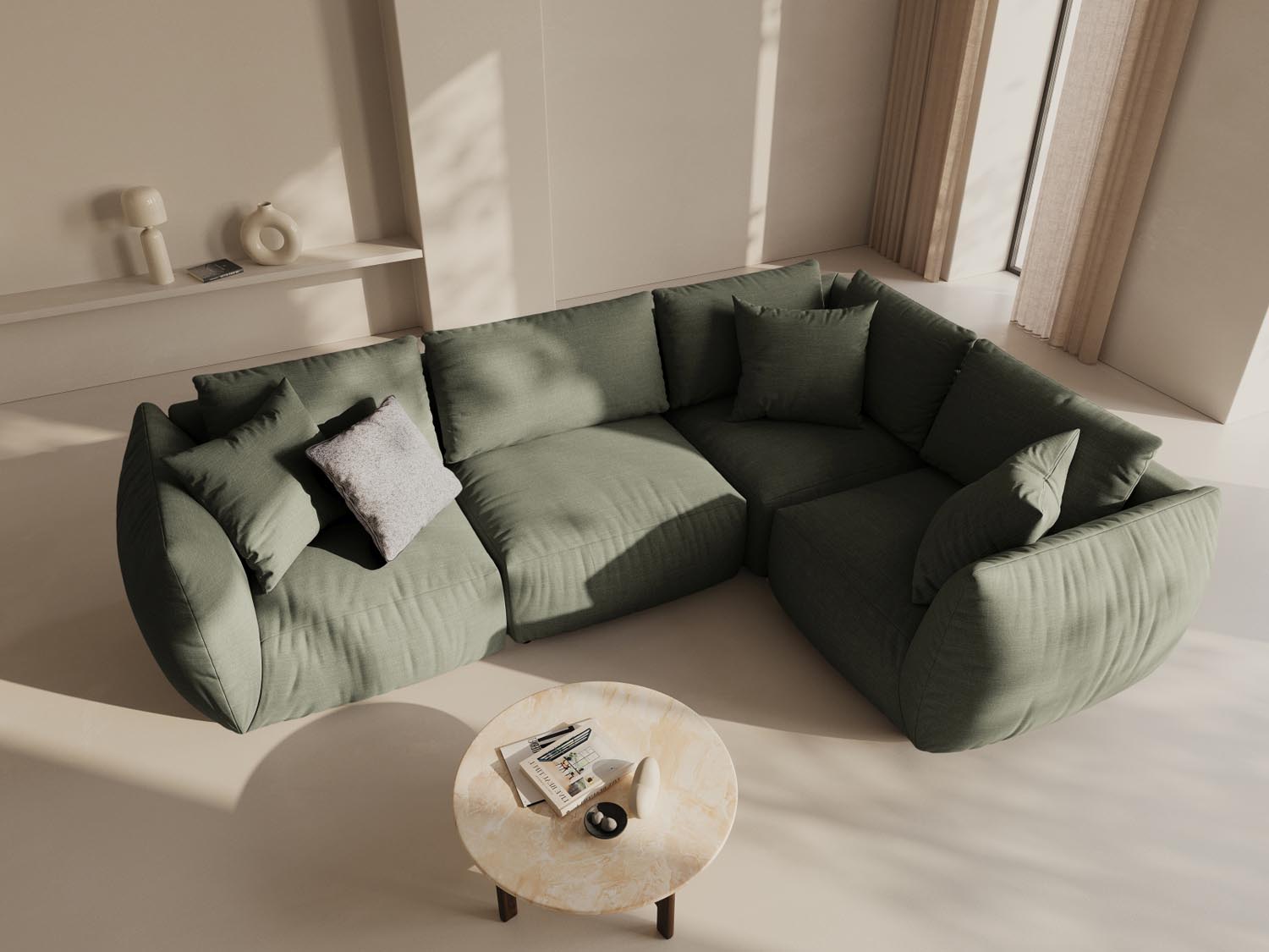 Chris Ecksofa rechts 4 Sitzer in Muted Blue-LINS präsentiert im Onlineshop von KAQTU Design AG. Ecksofa rechts ist von Micadoni