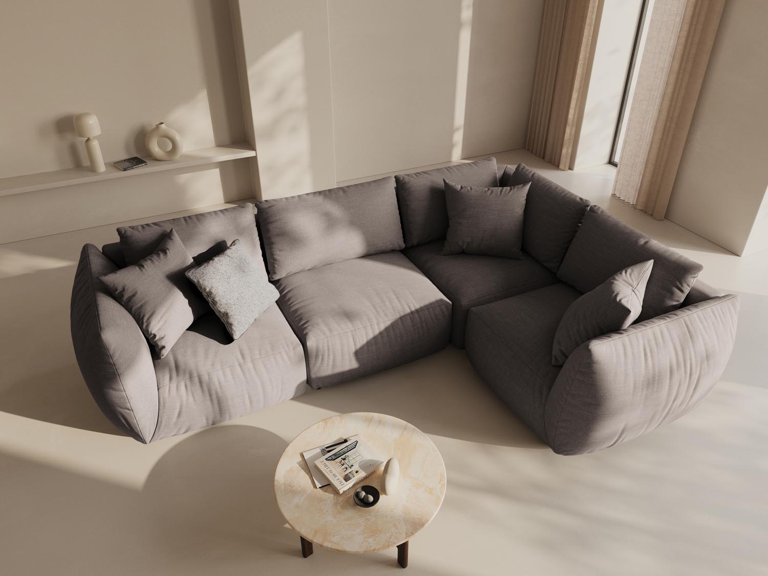 Chris Ecksofa rechts 4 Sitzer in Warm grey-LINS präsentiert im Onlineshop von KAQTU Design AG. Ecksofa rechts ist von Micadoni