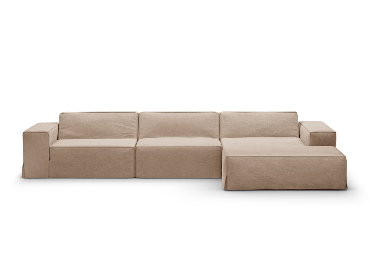 Jodie Modular Ecksofa rechts 4 Sitzer mit abnehmbaren Bezug in Sand-LINS präsentiert im Onlineshop von KAQTU Design AG. L-Sofa rechts ist von Micadoni