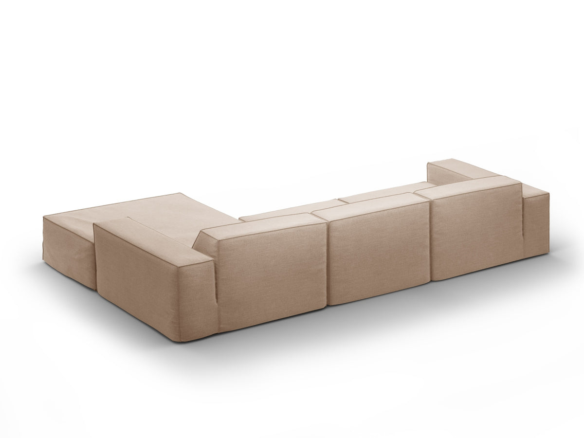 Jodie Modular Ecksofa rechts 4 Sitzer mit abnehmbaren Bezug in Sand-LINS präsentiert im Onlineshop von KAQTU Design AG. L-Sofa rechts ist von Micadoni