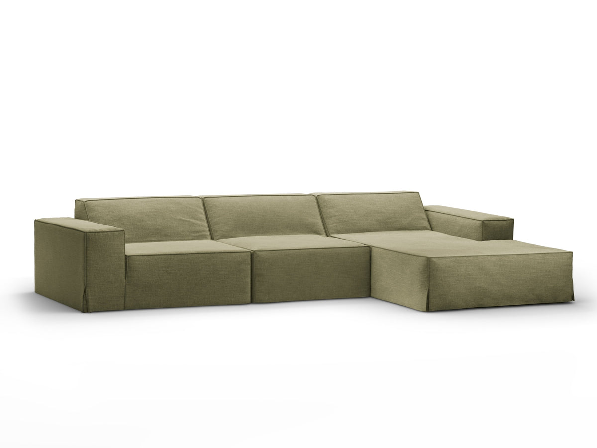 Jodie Modular Ecksofa rechts 4 Sitzer mit abnehmbaren Bezug in Light Green-LINS präsentiert im Onlineshop von KAQTU Design AG. L-Sofa rechts ist von Micadoni