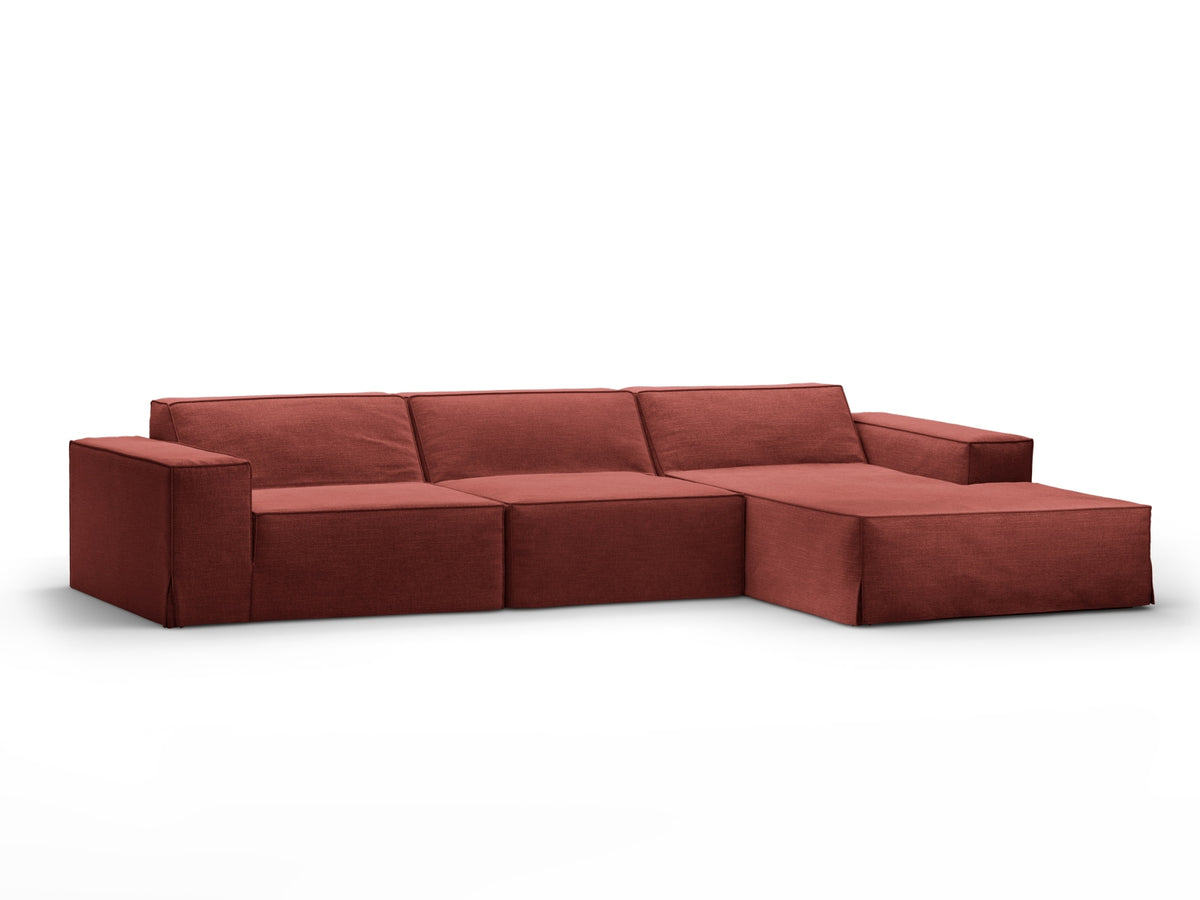 Jodie Modular Ecksofa rechts 4 Sitzer mit abnehmbaren Bezug in Cherrywood-LINS präsentiert im Onlineshop von KAQTU Design AG. L-Sofa rechts ist von Micadoni