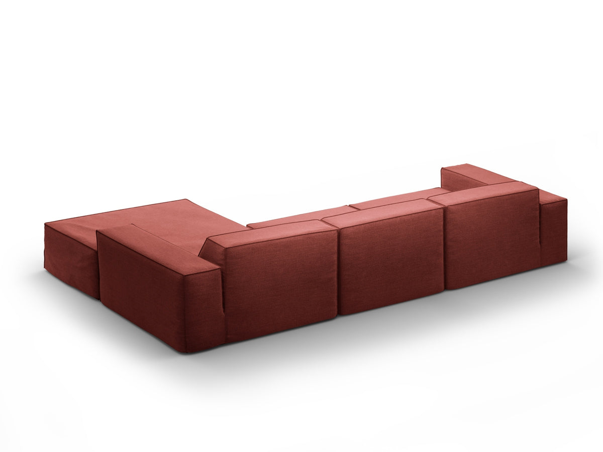 Jodie Modular Ecksofa rechts 4 Sitzer mit abnehmbaren Bezug in Cherrywood-LINS präsentiert im Onlineshop von KAQTU Design AG. L-Sofa rechts ist von Micadoni