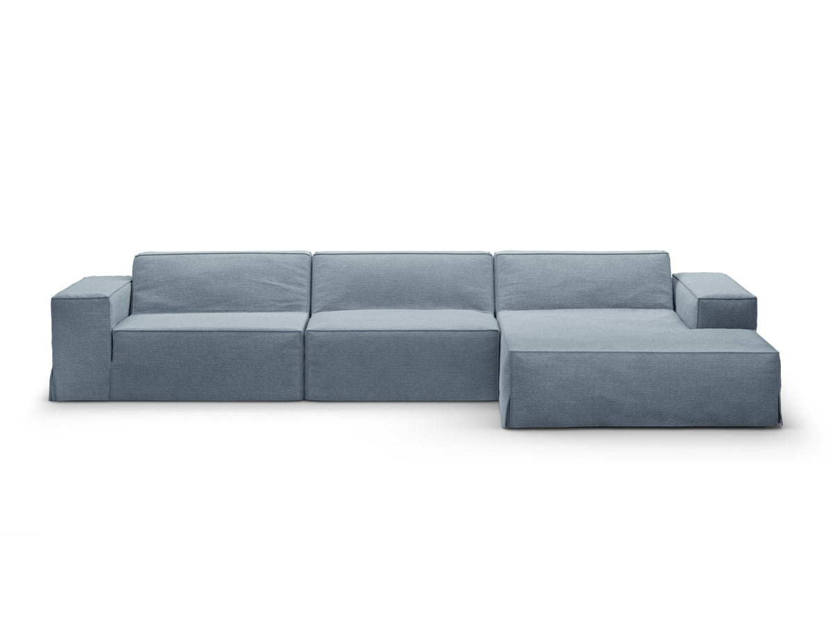 Jodie Modular Ecksofa rechts 4 Sitzer mit abnehmbaren Bezug in Muted Blue-LINS präsentiert im Onlineshop von KAQTU Design AG. L-Sofa rechts ist von Micadoni