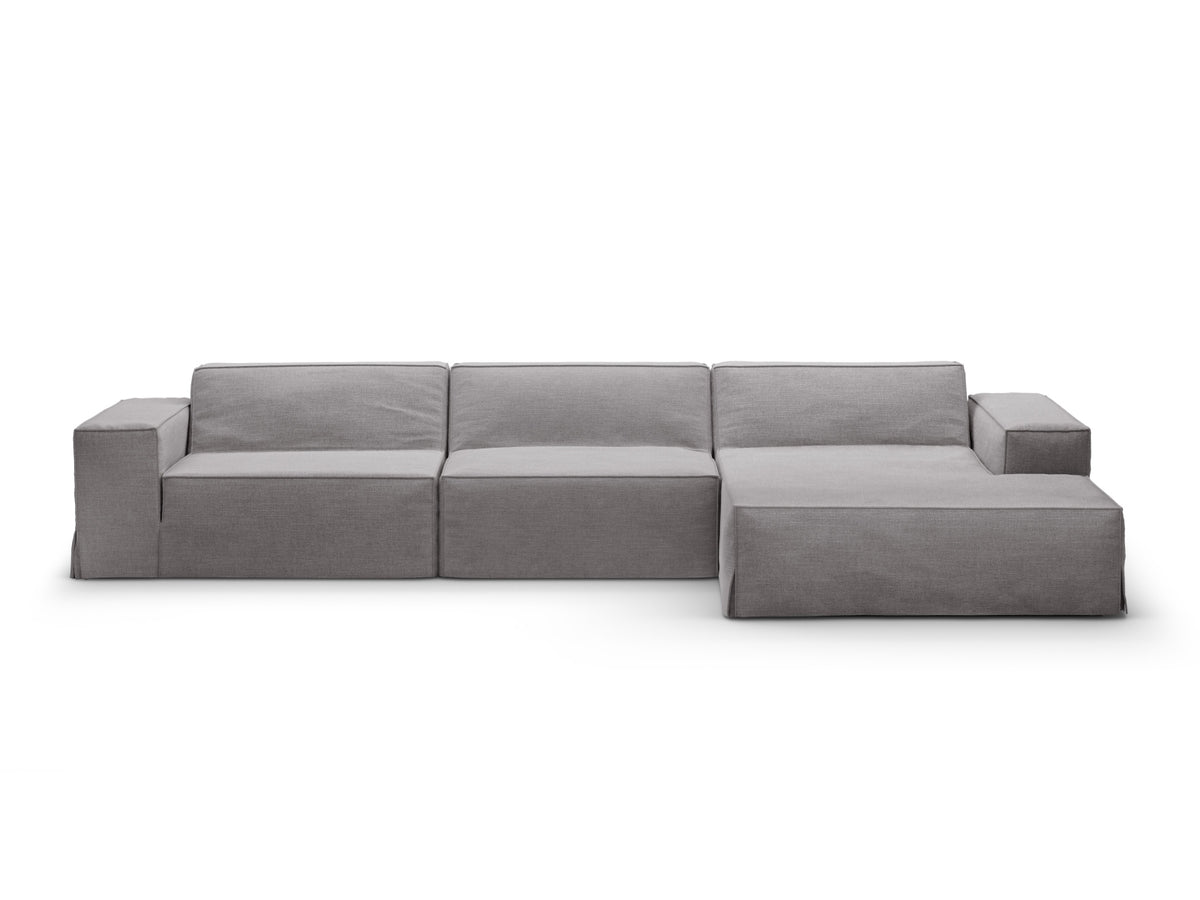 Jodie Modular Ecksofa rechts 4 Sitzer mit abnehmbaren Bezug in Warm grey-LINS präsentiert im Onlineshop von KAQTU Design AG. L-Sofa rechts ist von Micadoni