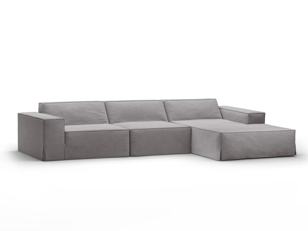 Jodie Modular Ecksofa rechts 4 Sitzer mit abnehmbaren Bezug in Warm grey-LINS präsentiert im Onlineshop von KAQTU Design AG. L-Sofa rechts ist von Micadoni