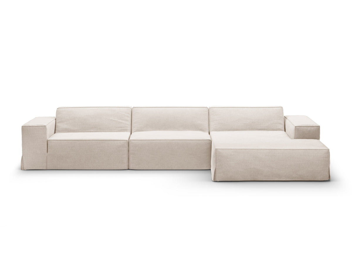 Jodie Modular Ecksofa rechts 4 Sitzer mit abnehmbaren Bezug in Beige-LINS präsentiert im Onlineshop von KAQTU Design AG. Ecksofa rechts ist von Micadoni