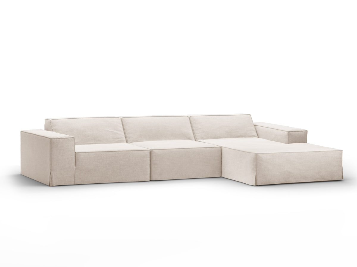 Jodie Modular Ecksofa rechts 4 Sitzer mit abnehmbaren Bezug in Beige-LINS präsentiert im Onlineshop von KAQTU Design AG. Ecksofa rechts ist von Micadoni