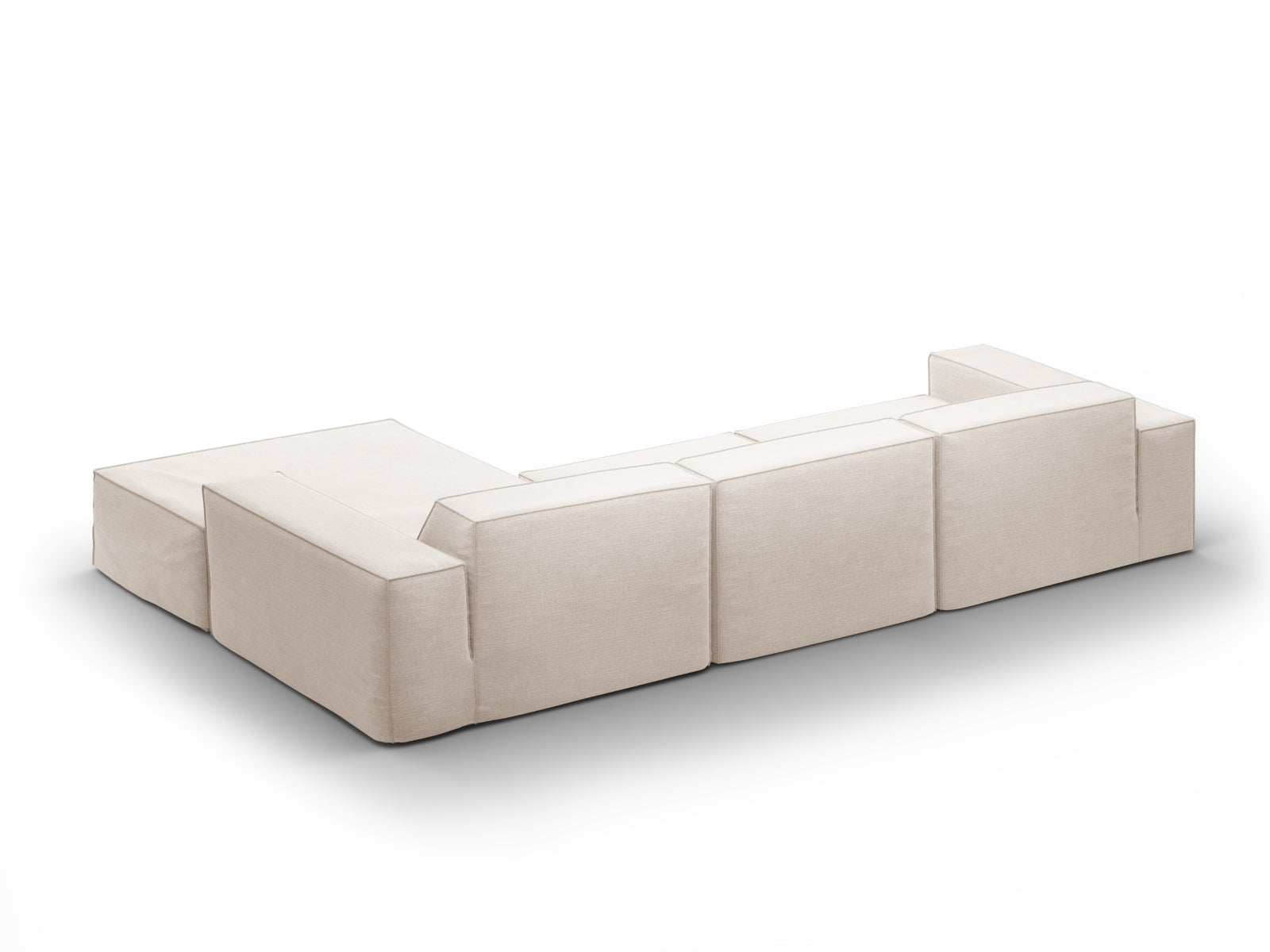 Beiges, modernes 4-Sitzer Ecksofa Jodie von Micadoni, perfekt für gemütliche Wohnzimmer, bietet hohen Sitzkomfort und ansprechendes Design.