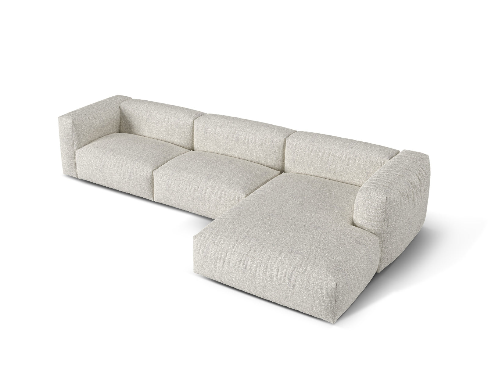 Elegantes 3-Sitzer Ecksofa rechts Martina in modernem Grey Beige Melange, ideal für komfortable und stilvolle Wohnräume.