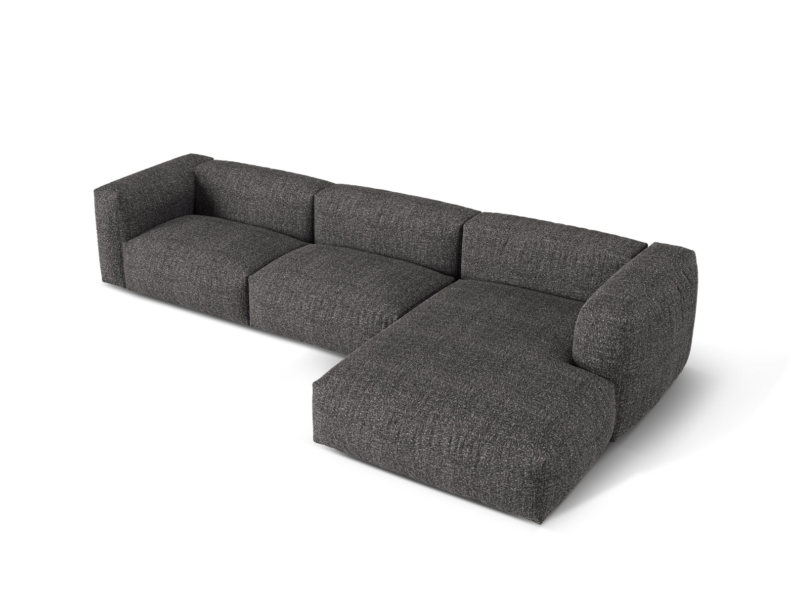 Elegantes 3-Sitzer Ecksofa rechts Martina in zeitlosem Anthrazit, ideal für stilvolle Wohnräume und entspannte Stunden von Micadoni.