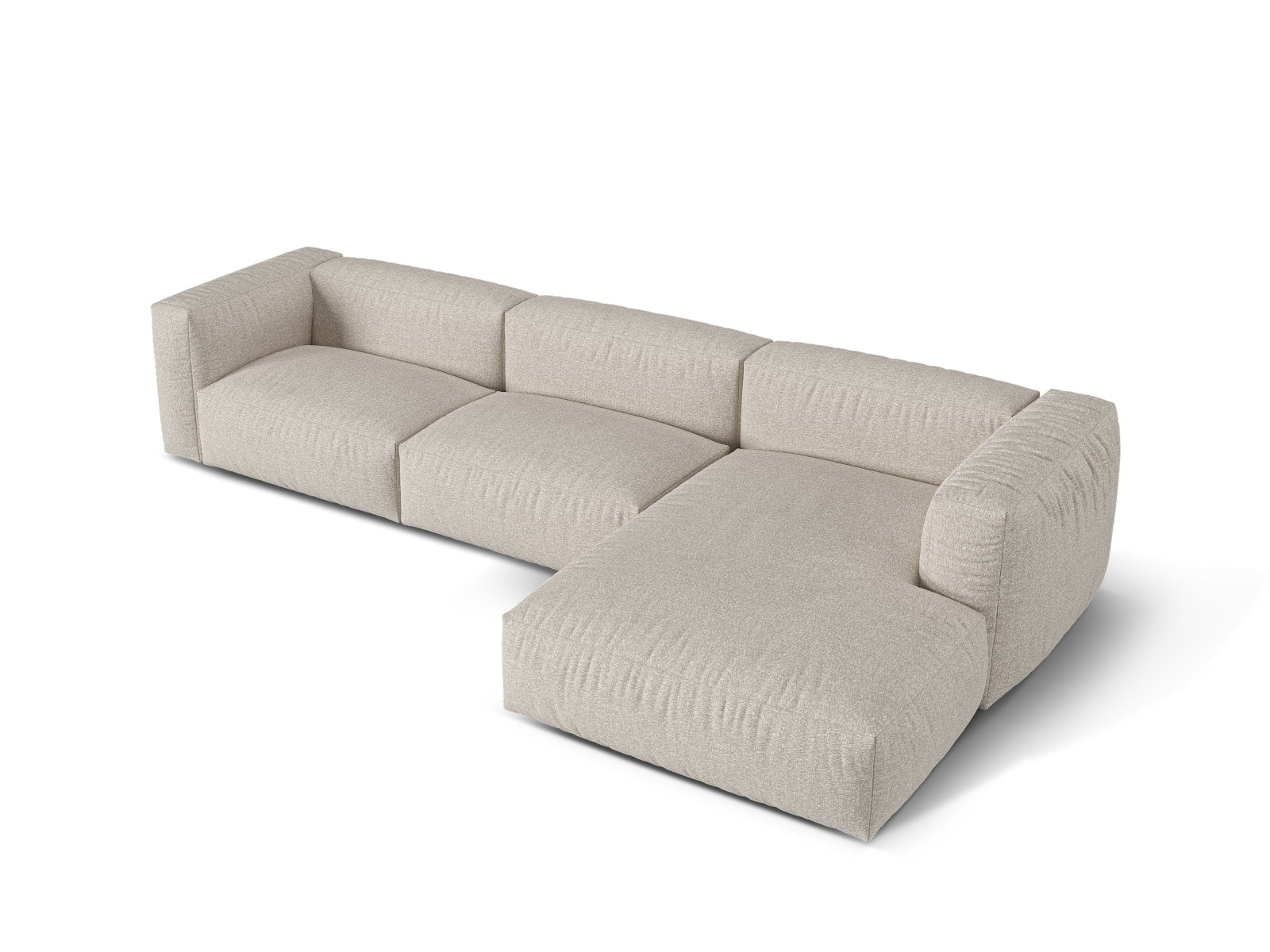 Elegantes 3-Sitzer Ecksofa Martina von Micadoni in sanftem Beige, ideal für stilvolle Wohnzimmergestaltung und flexible Raumlösungen.