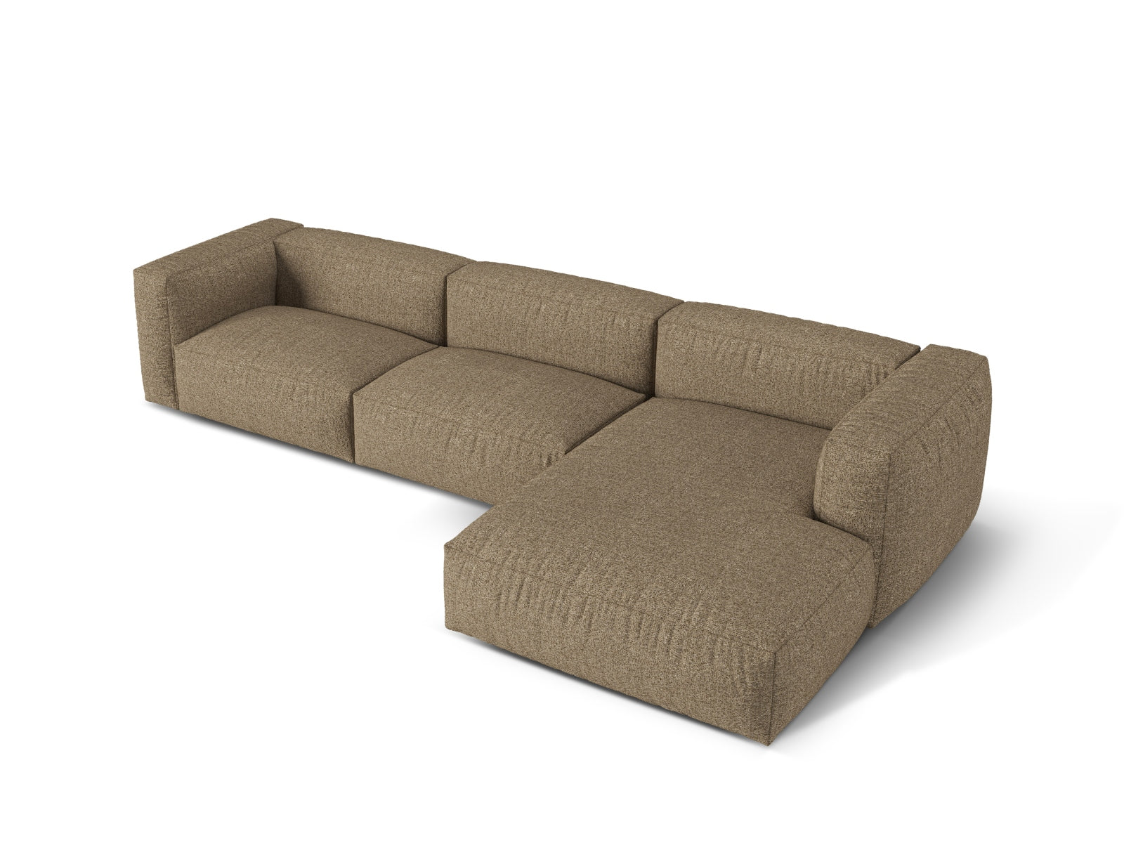 Elegantes 3-Sitzer Ecksofa rechts Martina in sanftem Cappuccino, ideal für gemütliche Abende und modernes Wohndesign.
