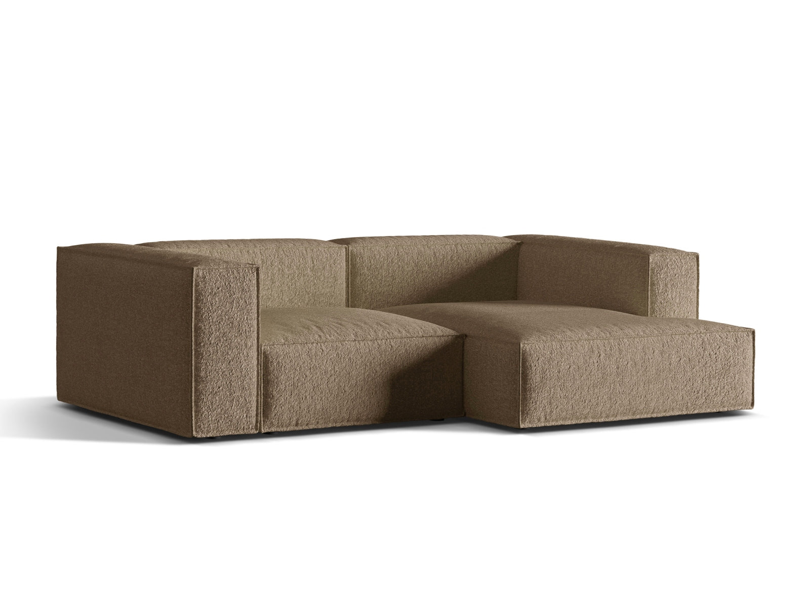 Elegantes Nuria Boucle Modular Ecksofa rechts, 3-Sitzer in stilvollem Cappuccino-Monet, ideal für moderne Wohnräume.