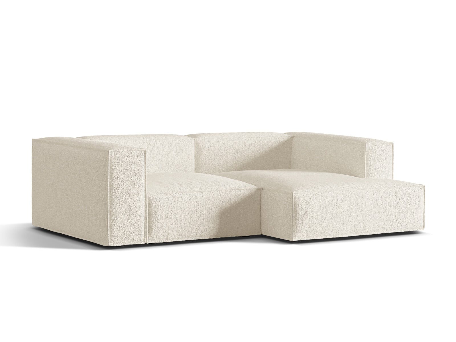 Entdecken Sie das elegante Nuria Boucle Modular Ecksofa rechts von Micadoni – ein 3-Sitzer mit luxuriöser Boucle-Polsterung und modernem Design.