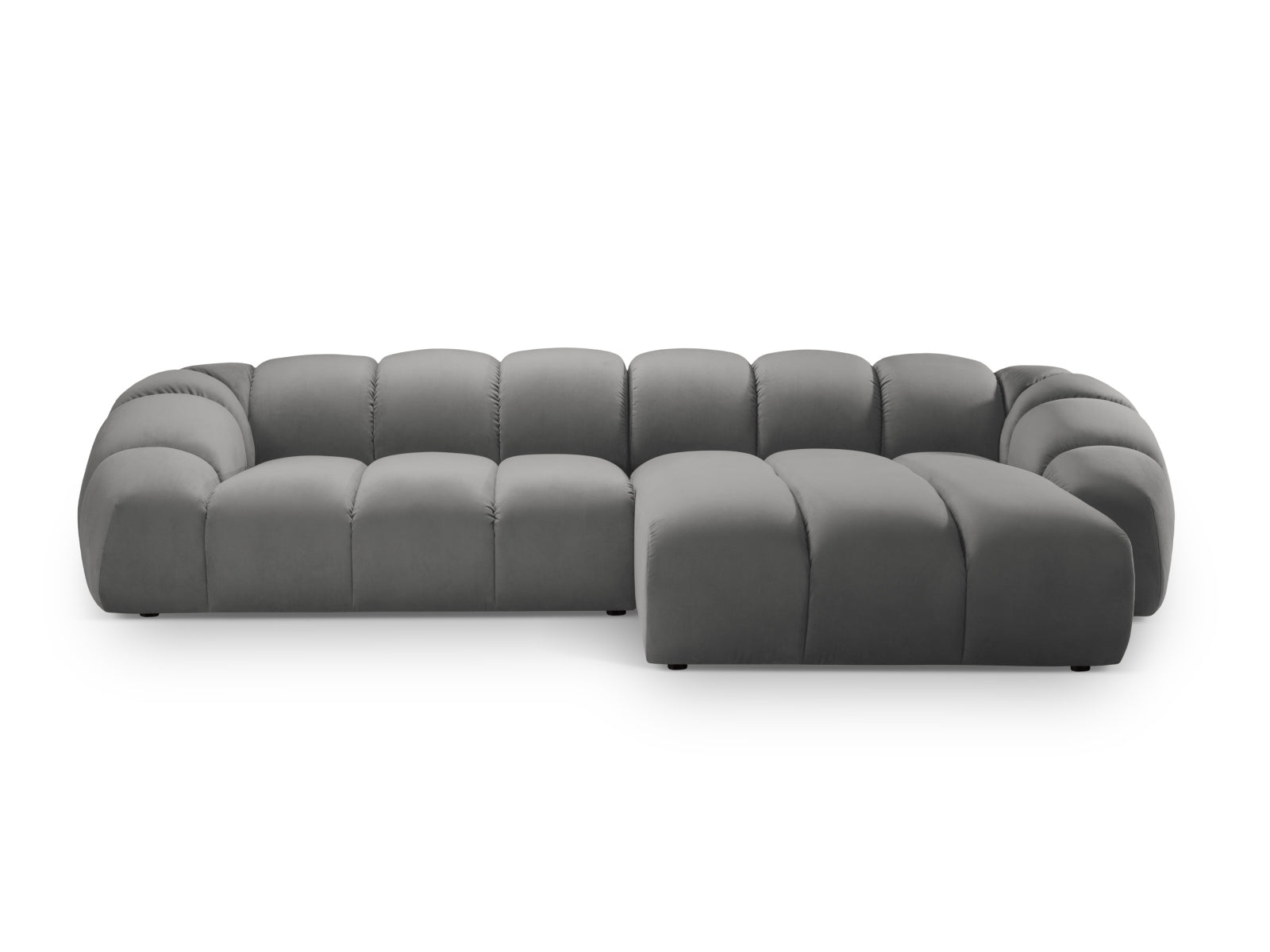 Diana Velour Ecksofa rechts 4 Sitzer in Grey-Salvador präsentiert im Onlineshop von KAQTU Design AG. L-Sofa rechts ist von Micadoni