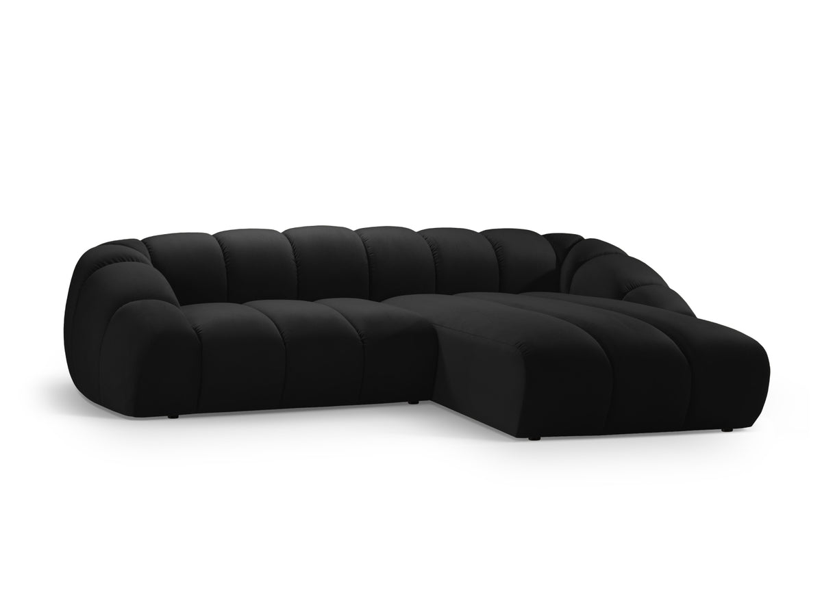 Diana Velour Ecksofa rechts 4 Sitzer in Black-Salvador präsentiert im Onlineshop von KAQTU Design AG. L-Sofa rechts ist von Micadoni