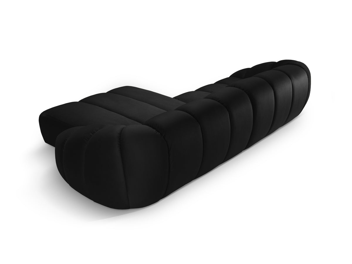 Diana Velour Ecksofa rechts 4 Sitzer in Black-Salvador präsentiert im Onlineshop von KAQTU Design AG. L-Sofa rechts ist von Micadoni