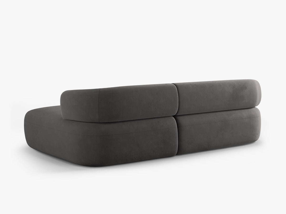 Jenny Velour Ecksofa rechts 5 Sitzer in Dark Grey-Salvador präsentiert im Onlineshop von KAQTU Design AG. L-Sofa rechts ist von Micadoni