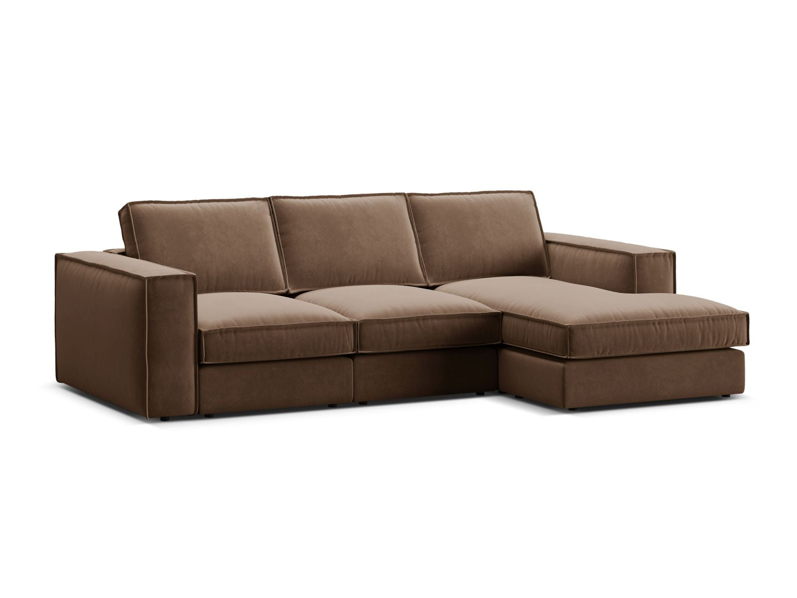 Elegantes 3-Sitzer Ecksofa Pola in luxuriösem Chocolate-Salvador, ideal für stilvolle Wohnräume und entspannte Stunden von Micadoni.