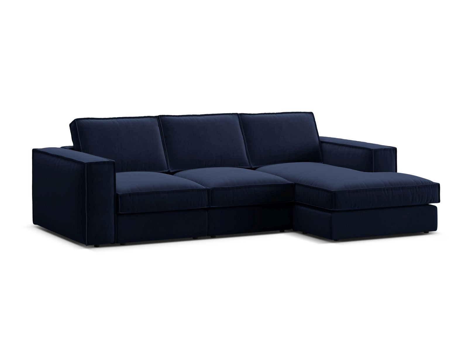 Elegantes 3-Sitzer Ecksofa Pola in Royal Blue, rechtsseitig, ideal für stilvolle Wohnräume und entspannte Stunden.