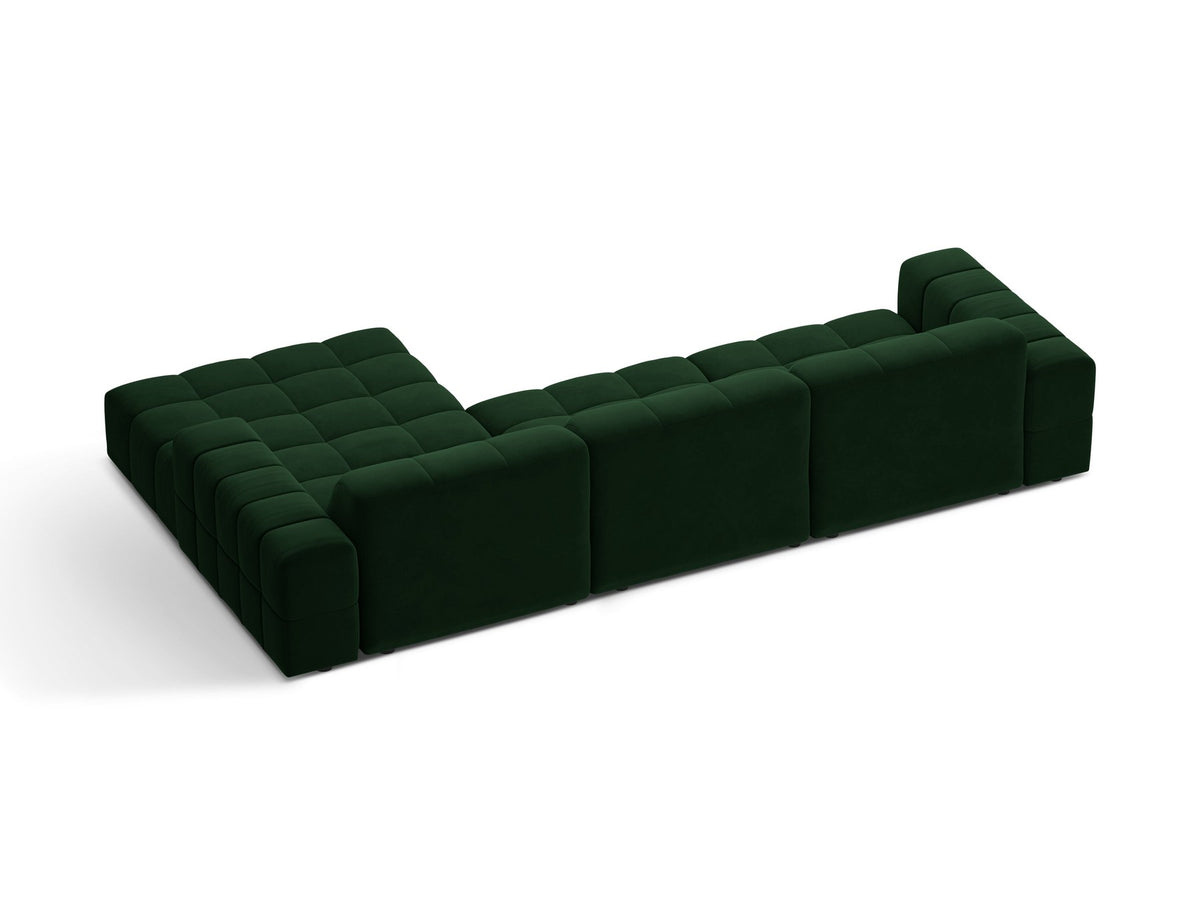 Ecksofa Jennifer von Micadoni in leichtem Beige, L-Form mit rechter Ausrichtung, Bluvel-Stoff und schwarzen Kunststoffbeinen.