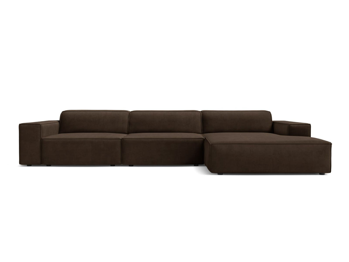 Jodie Velour modulares Ecksofa rechts 4 Sitzer in Dark Brown-Bluvel präsentiert im Onlineshop von KAQTU Design AG. Ecksofa rechts ist von Micadoni