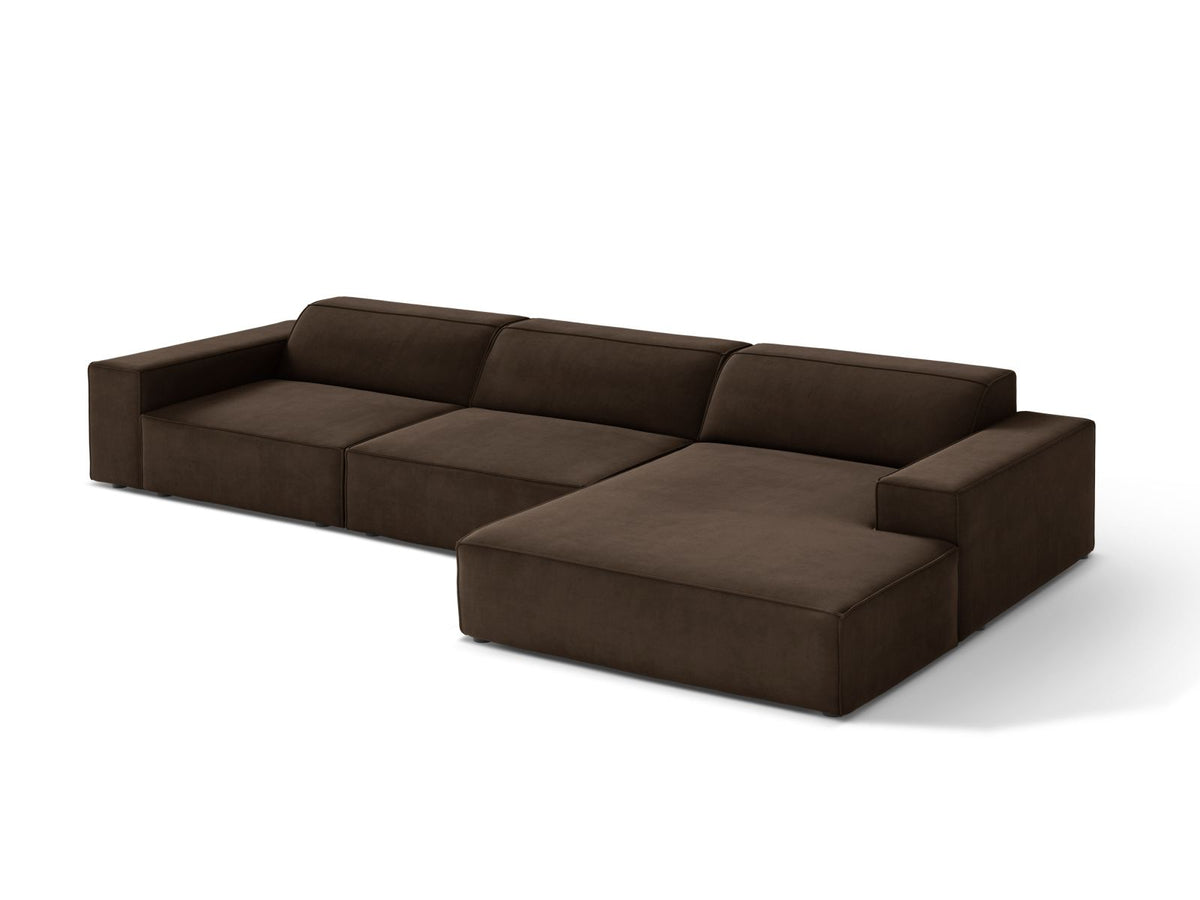 Jodie Velour modulares Ecksofa rechts 4 Sitzer in Dark Brown-Bluvel präsentiert im Onlineshop von KAQTU Design AG. Ecksofa rechts ist von Micadoni