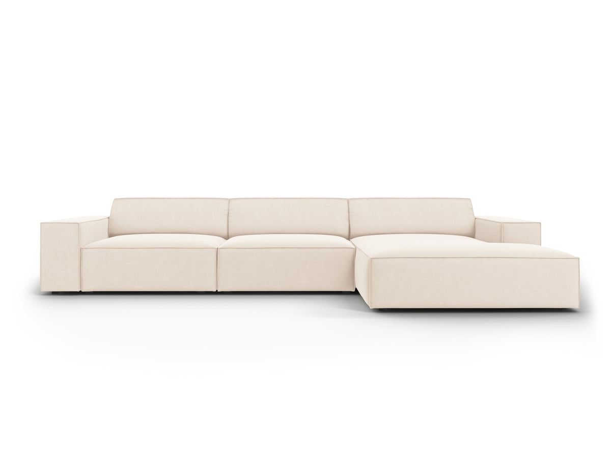 Jodie Velour modulares Ecksofa rechts 4 Sitzer in Light Beige-Bluvel präsentiert im Onlineshop von KAQTU Design AG. L-Sofa rechts ist von Micadoni
