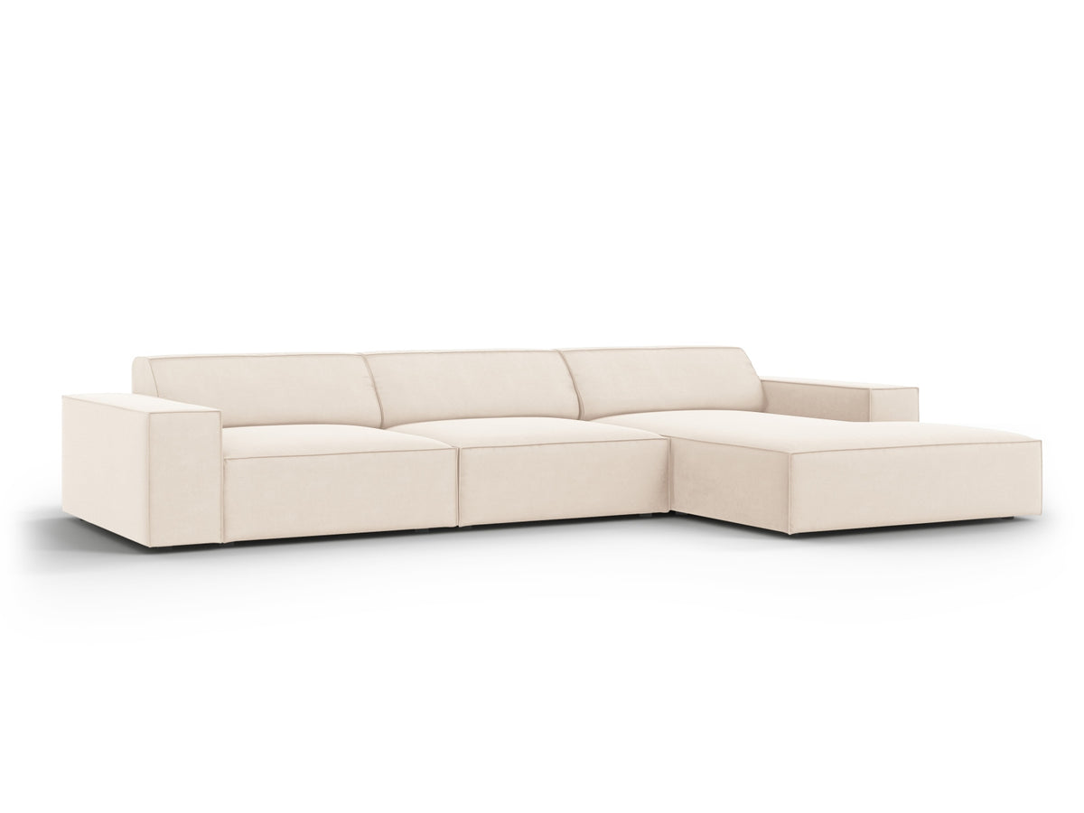Jodie Velour modulares Ecksofa rechts 4 Sitzer in Light Beige-Bluvel präsentiert im Onlineshop von KAQTU Design AG. L-Sofa rechts ist von Micadoni