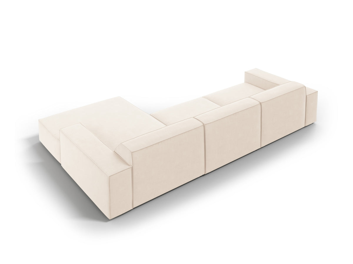 Jodie Velour modulares Ecksofa rechts 4 Sitzer in Light Beige-Bluvel präsentiert im Onlineshop von KAQTU Design AG. L-Sofa rechts ist von Micadoni
