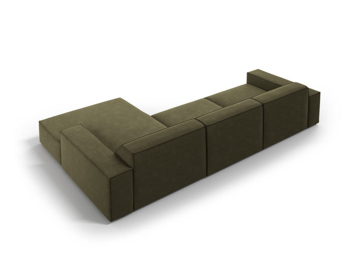 Jodie Velour modulares Ecksofa rechts 4 Sitzer in Green-Bluvel präsentiert im Onlineshop von KAQTU Design AG. L-Sofa rechts ist von Micadoni