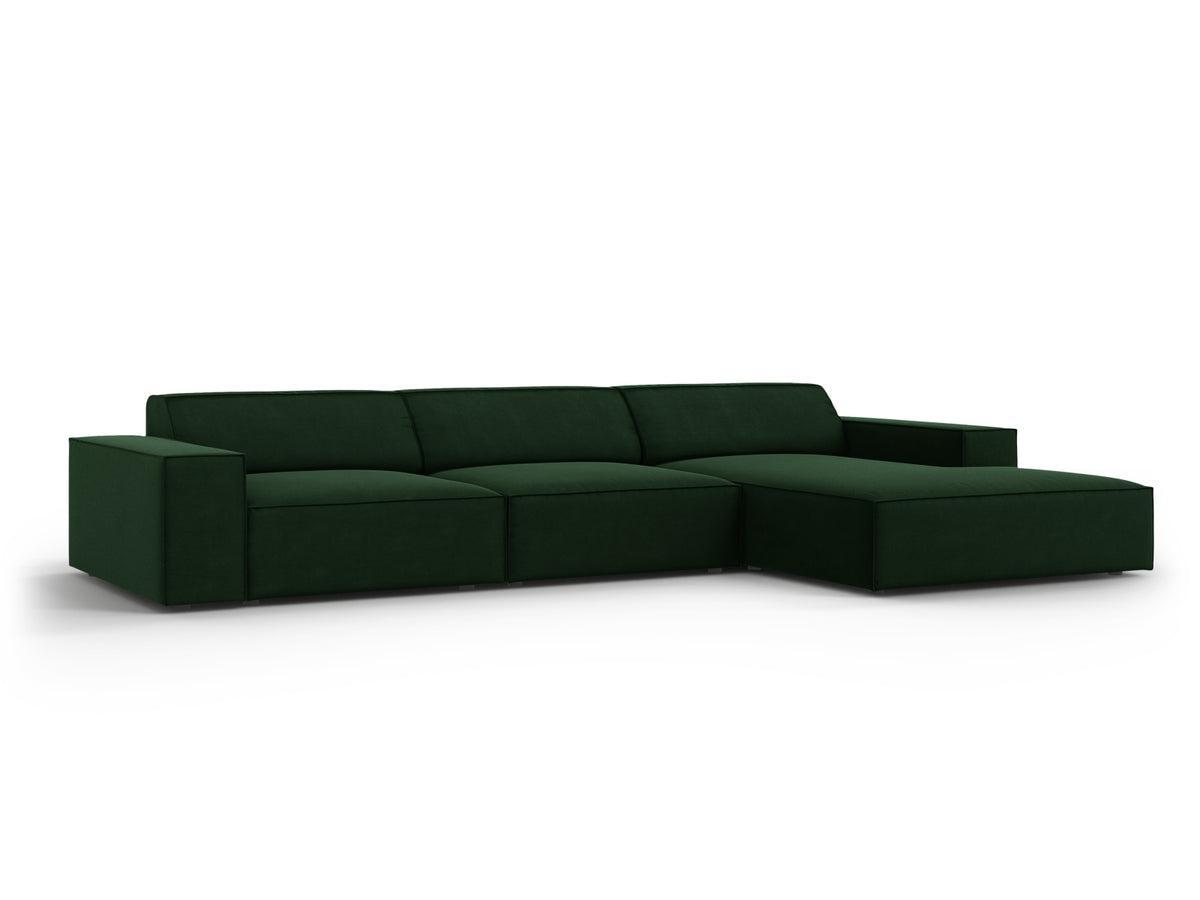 Jodie Velour modulares Ecksofa rechts 4 Sitzer in Bottle Green-Bluvel präsentiert im Onlineshop von KAQTU Design AG. L-Sofa rechts ist von Micadoni