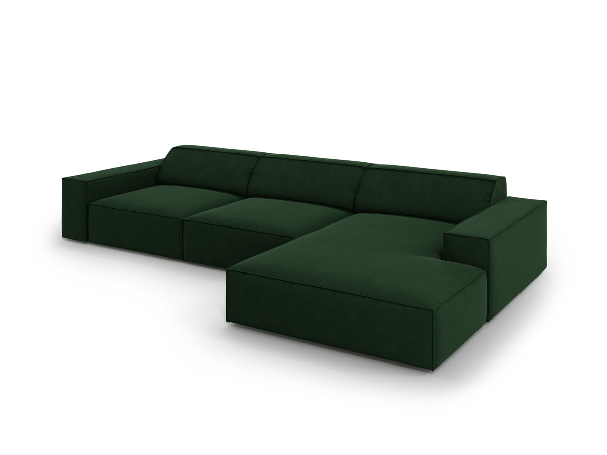 Jodie Velour modulares Ecksofa rechts 4 Sitzer in Bottle Green-Bluvel präsentiert im Onlineshop von KAQTU Design AG. L-Sofa rechts ist von Micadoni
