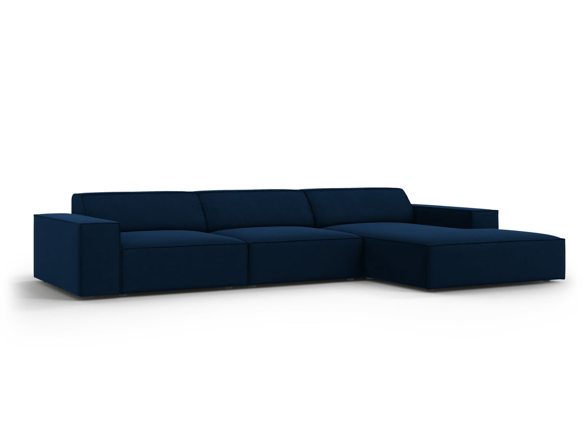 Jodie Velour modulares Ecksofa rechts 4 Sitzer in Royal Blue-Bluvel präsentiert im Onlineshop von KAQTU Design AG. L-Sofa rechts ist von Micadoni