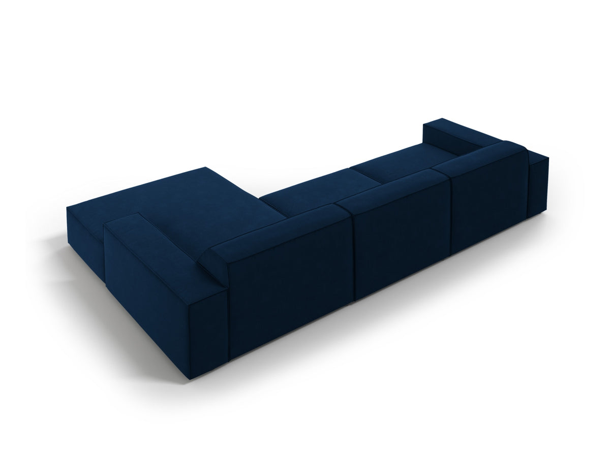 Jodie Velour modulares Ecksofa rechts 4 Sitzer in Royal Blue-Bluvel präsentiert im Onlineshop von KAQTU Design AG. L-Sofa rechts ist von Micadoni