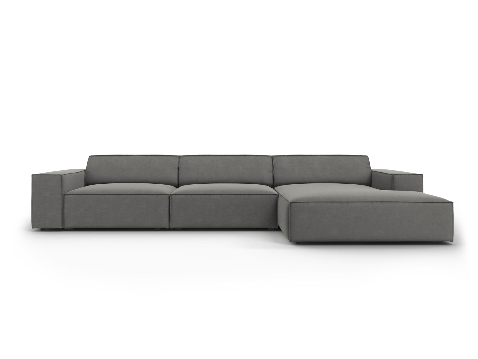 Jodie Velour modulares Ecksofa rechts 4 Sitzer in Light Grey-Bluvel präsentiert im Onlineshop von KAQTU Design AG. L-Sofa rechts ist von Micadoni