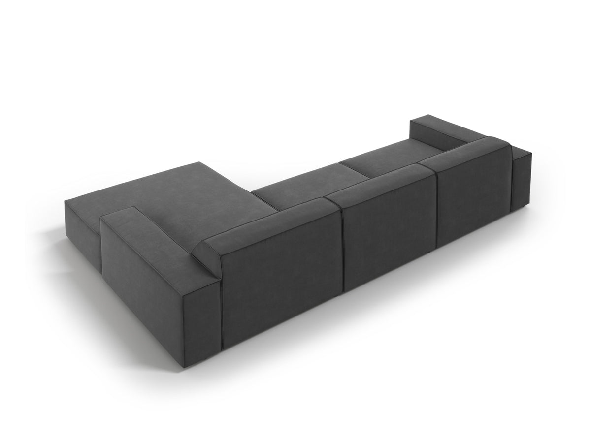 Jodie Velour modulares Ecksofa rechts 4 Sitzer in Grey-Bluvel präsentiert im Onlineshop von KAQTU Design AG. L-Sofa rechts ist von Micadoni