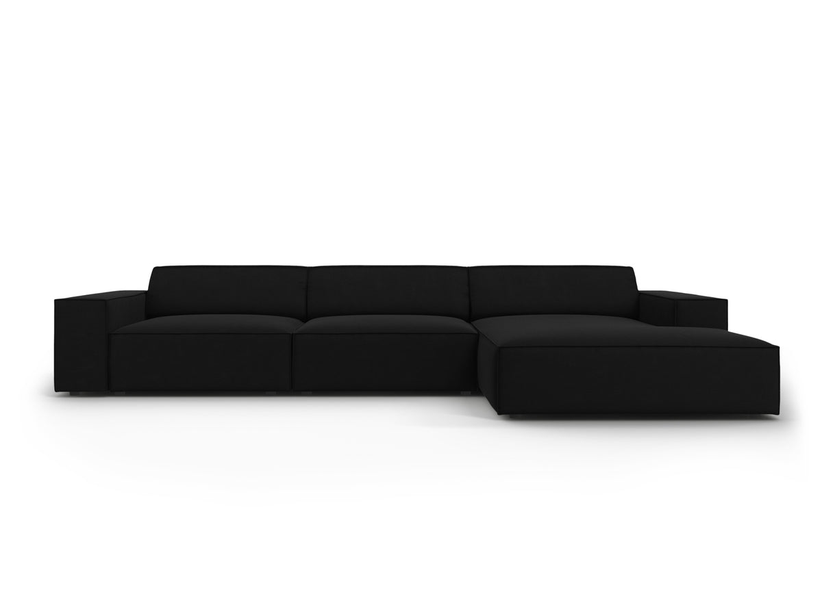 Jodie Velour modulares Ecksofa rechts 4 Sitzer in Black-Bluvel präsentiert im Onlineshop von KAQTU Design AG. L-Sofa rechts ist von Micadoni