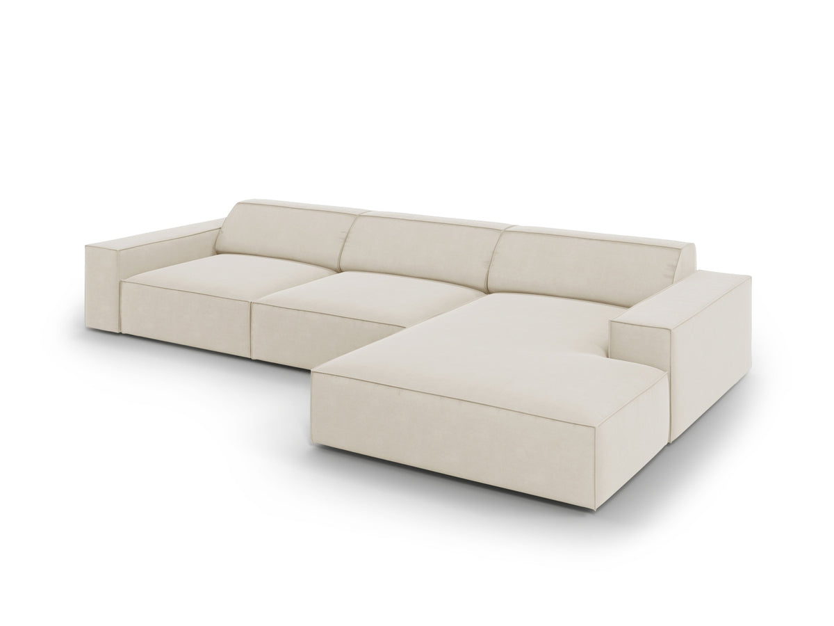 Jodie Velour modulares Ecksofa rechts 4 Sitzer in Dark Beige-Bluvel präsentiert im Onlineshop von KAQTU Design AG. L-Sofa rechts ist von Micadoni
