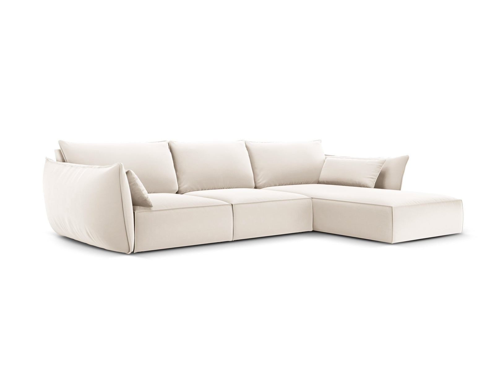 Kaelle Velour Ecksofa rechts 4 Sitzer in Light Beige-Bluvel präsentiert im Onlineshop von KAQTU Design AG. L-Sofa rechts ist von Micadoni
