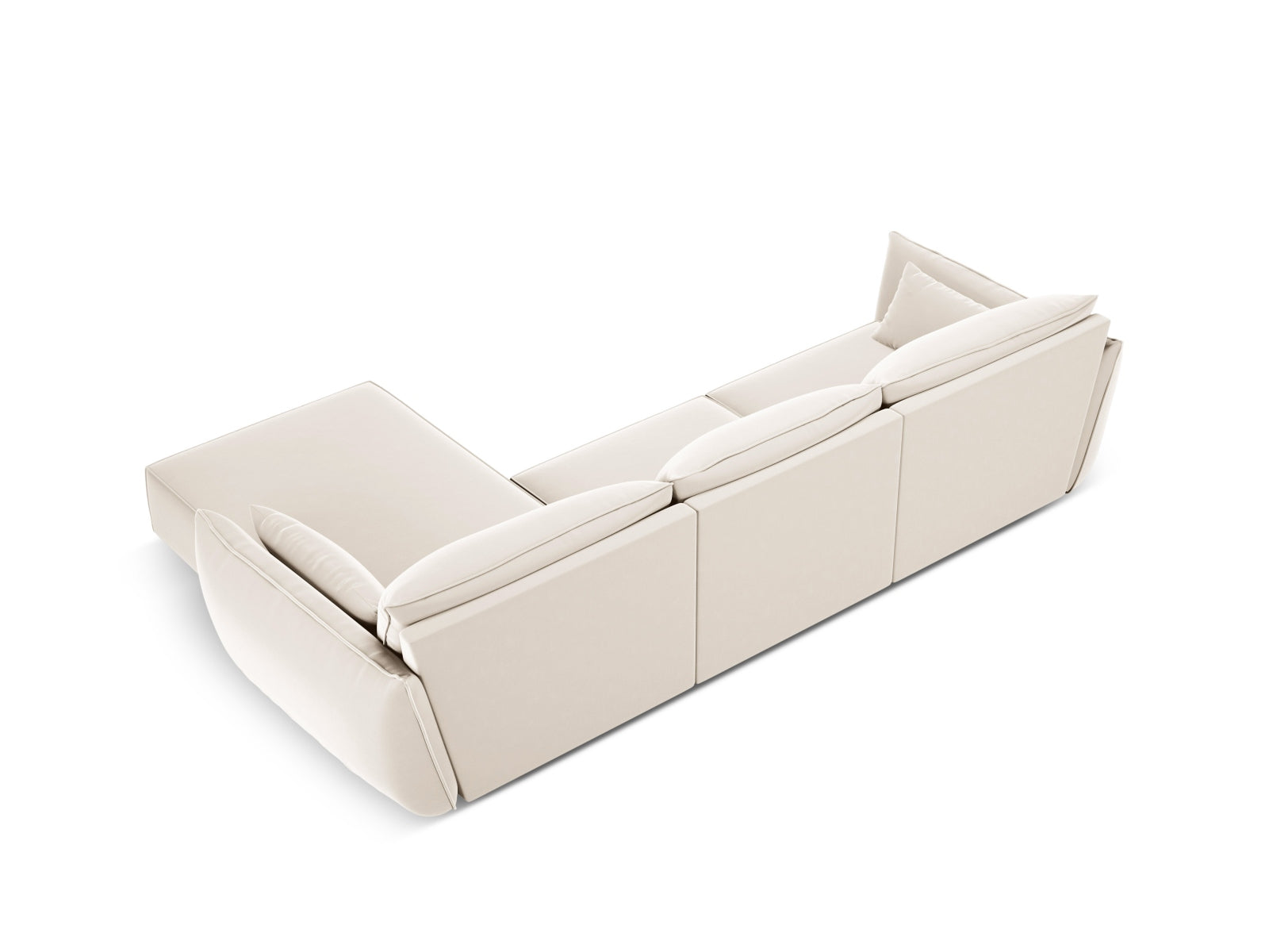 Kaelle Velour Ecksofa rechts 4 Sitzer in Light Beige-Bluvel präsentiert im Onlineshop von KAQTU Design AG. L-Sofa rechts ist von Micadoni