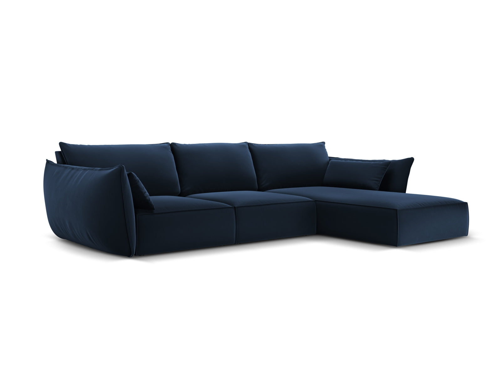 Kaelle Velour Ecksofa rechts 4 Sitzer in Royal Blue-Bluvel präsentiert im Onlineshop von KAQTU Design AG. L-Sofa rechts ist von Micadoni